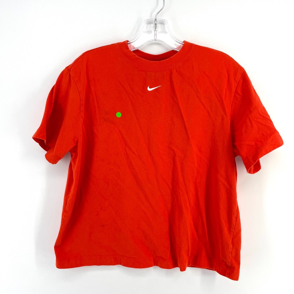 Nike Mens Small‎ Center Swoosh Embroidered T-Shirt Bright Orange Sportswear Tee